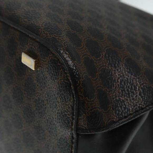 CELINE Macadam Canvas Hand Bag PVC Leather Black Gold Auth 91011 - Picture 15 of 16